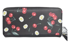 Liquorbrand Pinup Retro Cherry Daisy Zip Around clutch wallet 