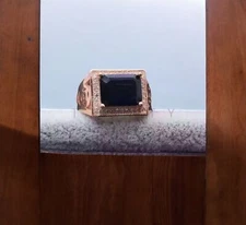 Blue Sapphire Emerald With 925 Sterling Silver Gold Plated Ring For Men #A219