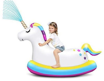 Unicorn Sprinkler for Kids Giant Inflatable Unicorn Pool Float Ride On X-Large | eBay