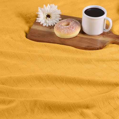 100% Cotton Thermal Basket Weave All Season Blanket Luxury Solid Sofa Bed Throw - Picture 50 of 147