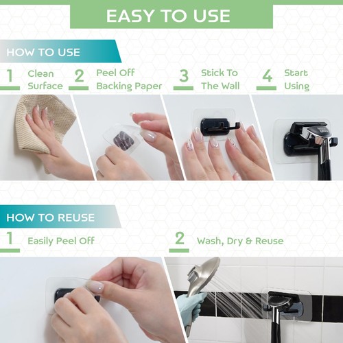 2 Stück Selbstklebende Duschrasierer Halter Wasserdicht Haken für Küche Bad - Bild 3 von 7