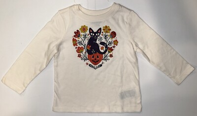 Old Navy Kids L/S Fall Shirt 18-24 Mon Heart Cat Pumpkin Floral Orange Ivory NWT