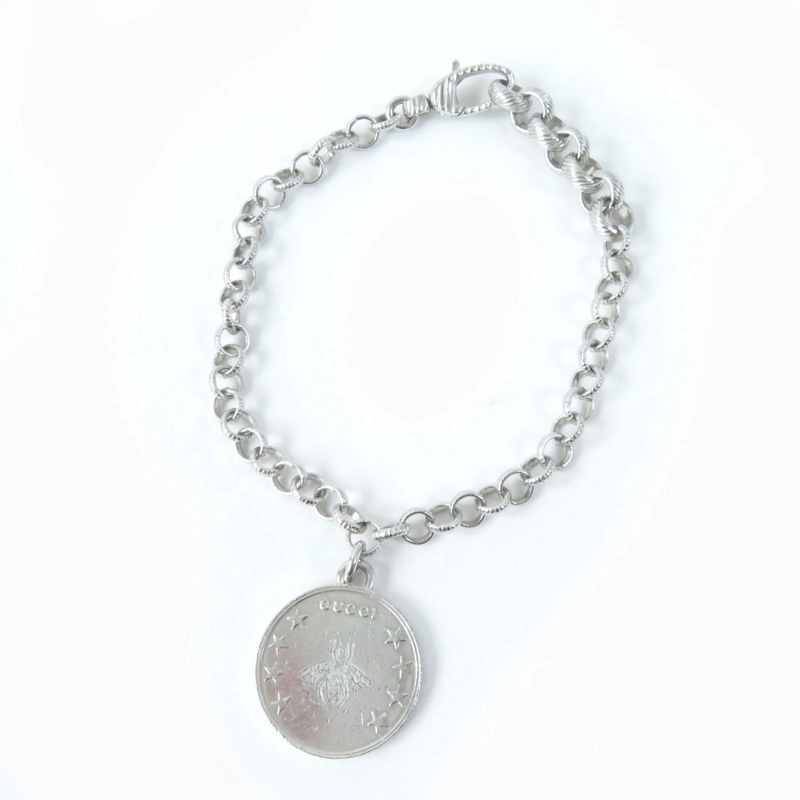 Bracelet GUCCI 433499 Abeille pièce imbriquée G Ag925 accessoires argent 18 Made I