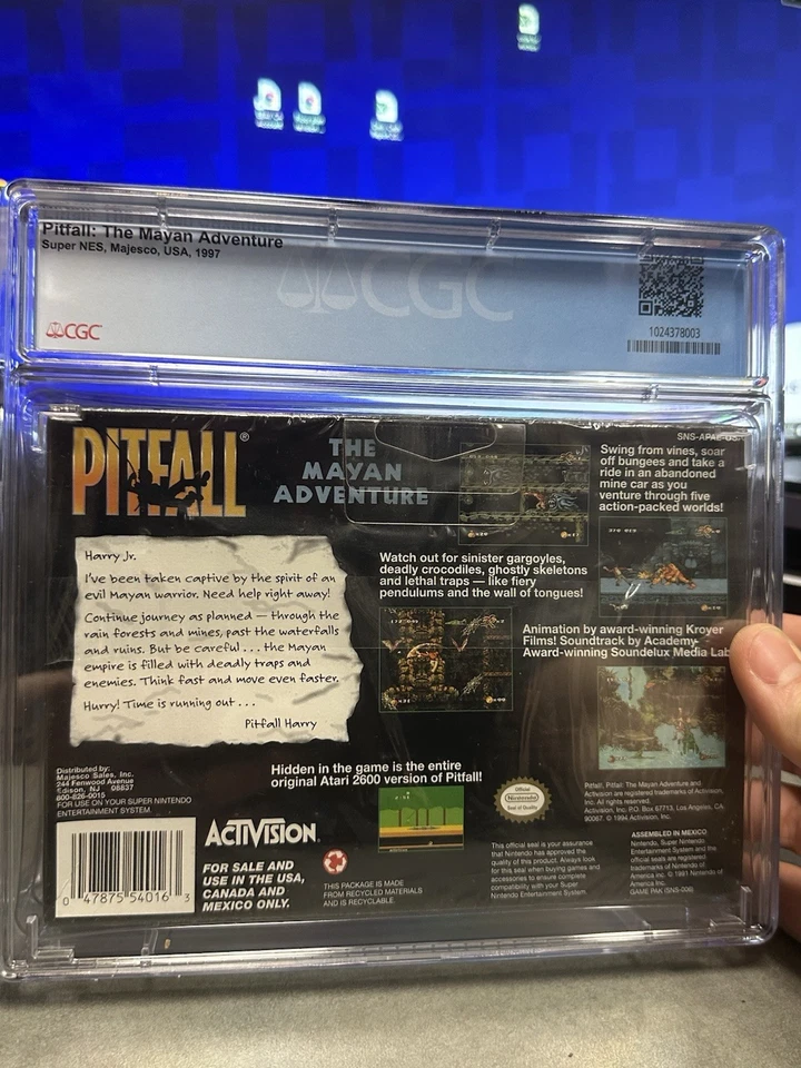 [CGC 8.5 A+] GRADED Pitfall: The Mayan Adventure (Nintendo SNES, 1994) - Image 4 of 4