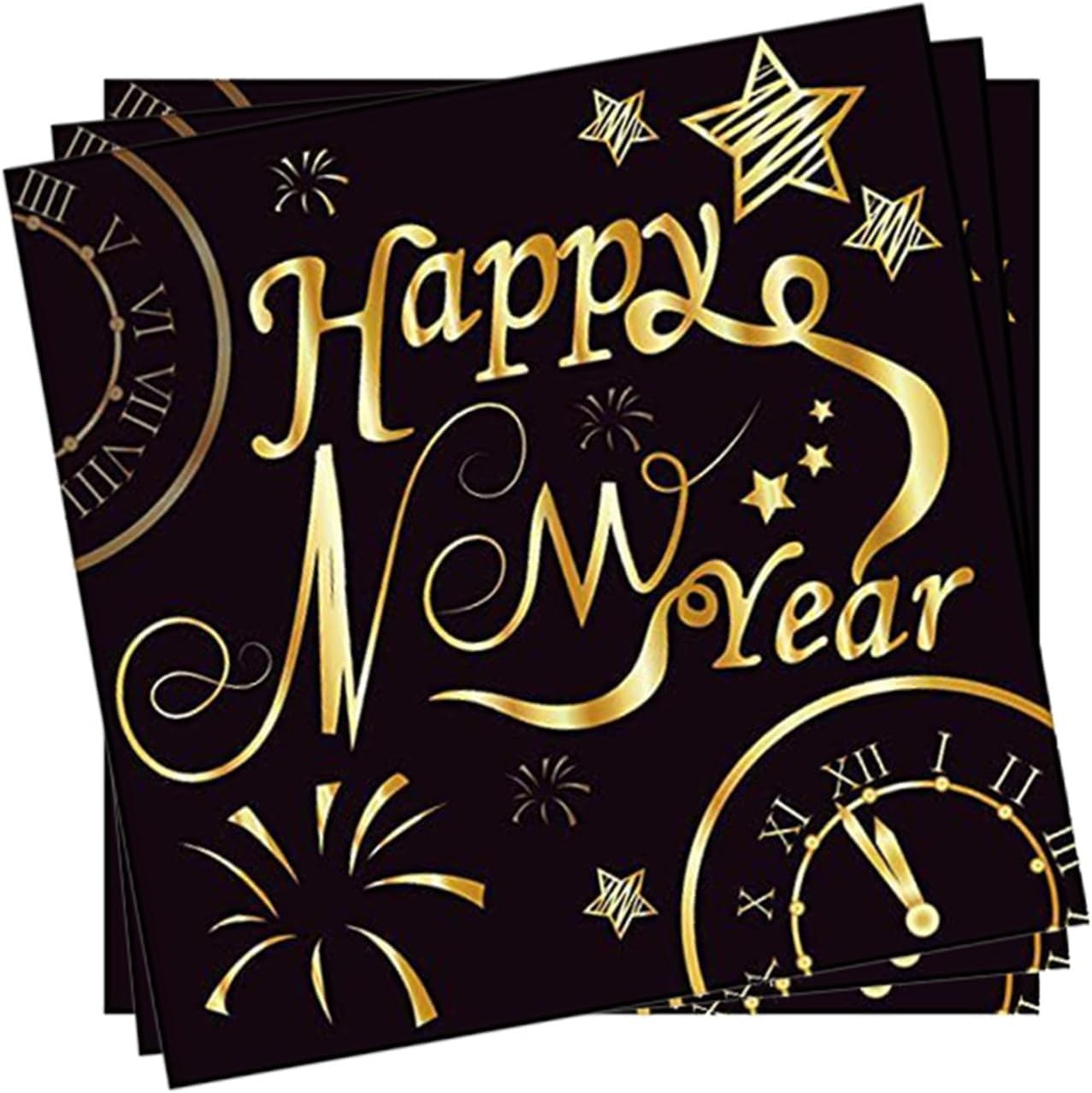 24Pcs Happy New Year 2026 Napkins Party Decorations,33 x 33 cm New Year's Eve G