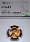 1938-S Lincoln cent  NGC MS 66 Red