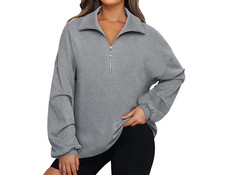 NWT, Womens Zip Up Sweatshirts Long Sleeve Fall/Winter Oversized Casual Blouse M