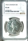 1963 Canada Silver Dollar, NGC PL 64, KM-54