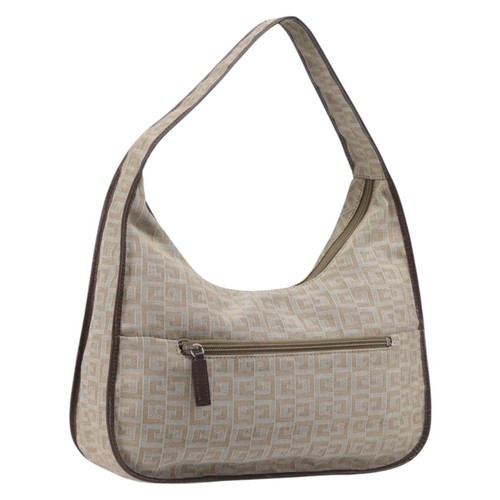 GIVENCHY Shoulder Bag Canvas Beige Silver Auth 209801A