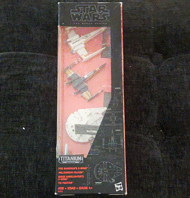 Hasbro Star Wars Titanium 2015 Poe Dameron X-Wing Millennium Falcon TIE In Box