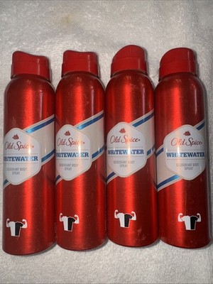 4 Pack Old Spice Whitewater Deodorant Body Spray 0% Aluminum 150ml Long Fresh