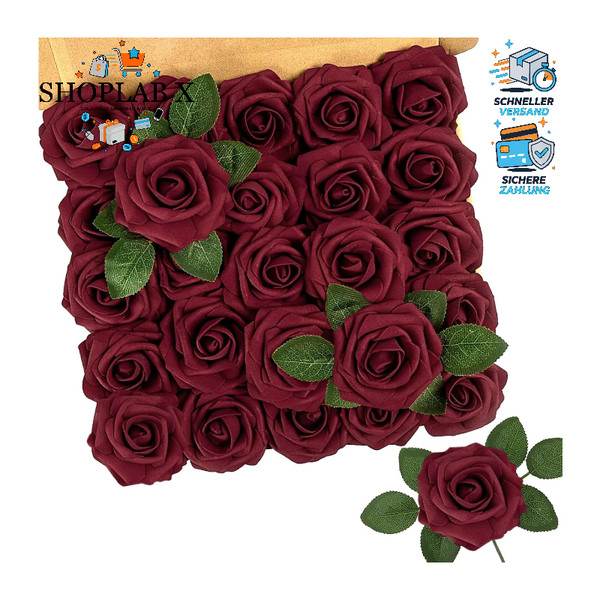 KüNstliche Blumen Rosen 25 StüCk Deko Fake Blumen FüR Hochzeit Valentinstag-image