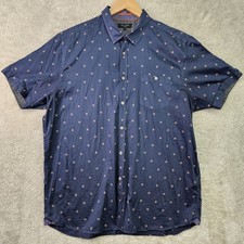 Ted Baker London Shirt Mens Size 6 XL Blue Floral Button Up Short Sleeve Pocket