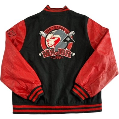 LRG Varsity Jacke Our League Is Major Herren Large bestickt Retro schwarz rot