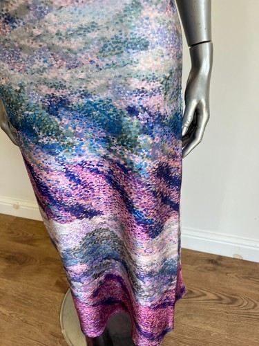 Maxi abito donna Ted Baker TB 2 UK 10 rosa medio acquerello scollo cappuccio slip NUOVO - Foto 8 di 18