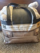 FRYE 3-piece Faux Fur Comforter Set - King Size - Beige