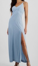 Guess Women's Blue Cruz Sleeveless Unlined V Neck Denim Maxi Dress Size XS