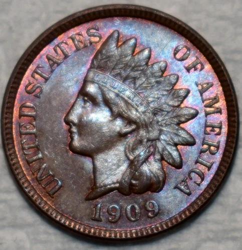 Uncirculated 1909 Indian Head Cent, Attractively Toned specimen.