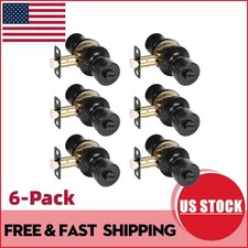 6-Pack Matte Black Interior Door Knob Privacy Lock Bedroom Bathroom Keyless