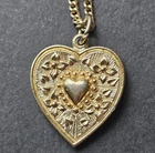 Vintage Avon Little Orphan Annie Reversible Heart I love you Pendant Necklace