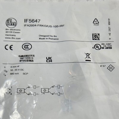 IFM IF5647 IFA2004-FRKG/US-100-IRF Inductive Sensor Proximity Switch New