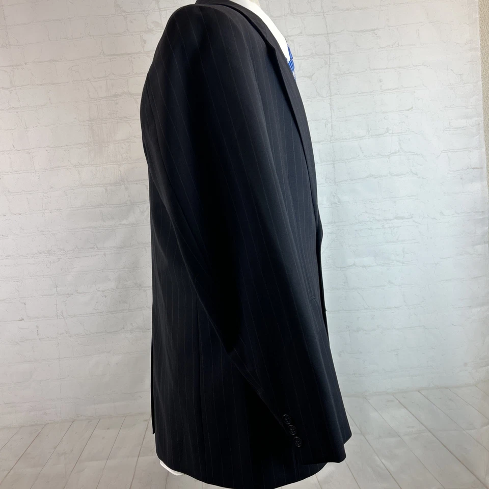 Brooks Brothers Men's Vintage Black Striped Two Button Wool Suit 43R 37X30 - Image 3 of 4