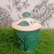 1950's* Vintage TONI RAYMOND Studio Pottery MINT SAUCE Lidded Pot With Spoon