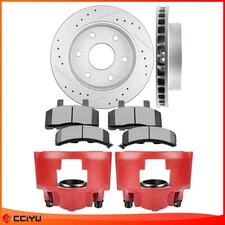 Front Drilled Rotors Brake Calipers Brakes Pads For GMC Tahoe Yukon K1500 K2500