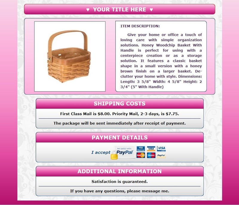 AUCTION TEMPLATE Gradient Pink Background Design - FREE EMAIL SHIPPING