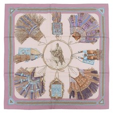 Herm s Carre 90 Silk Scarf Pink  Leather of the Desert  Used New Arrival From Ja
