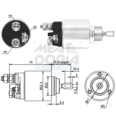 Meat & Doria Magnetschalter Starter FüR Fiat Ducato Kasten 250 160 Multijet 3.0-image