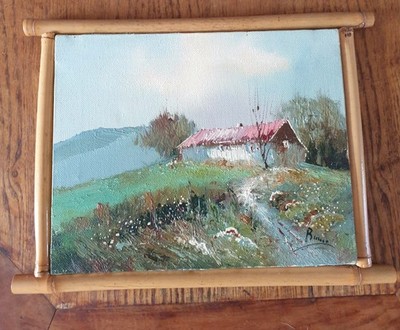 Titel: Original Ölgemälde - Willi Bauer - Land Landschaft Landhaus Szene