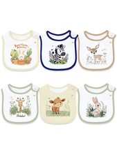 6 Pack Baby Bibs for Boys and Girls, Cotton with Waterproof layer, Drool, tee...