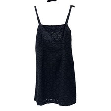 Urban Outfitters Womens Black Eyelet Lace Mini Dress Spaghetti Strap Small S
