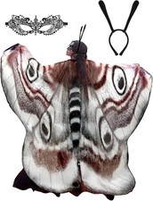 3 Pcs Moth Butterfly Wings Cape Set Adult Costume Moth Wings Moth Cape with Head