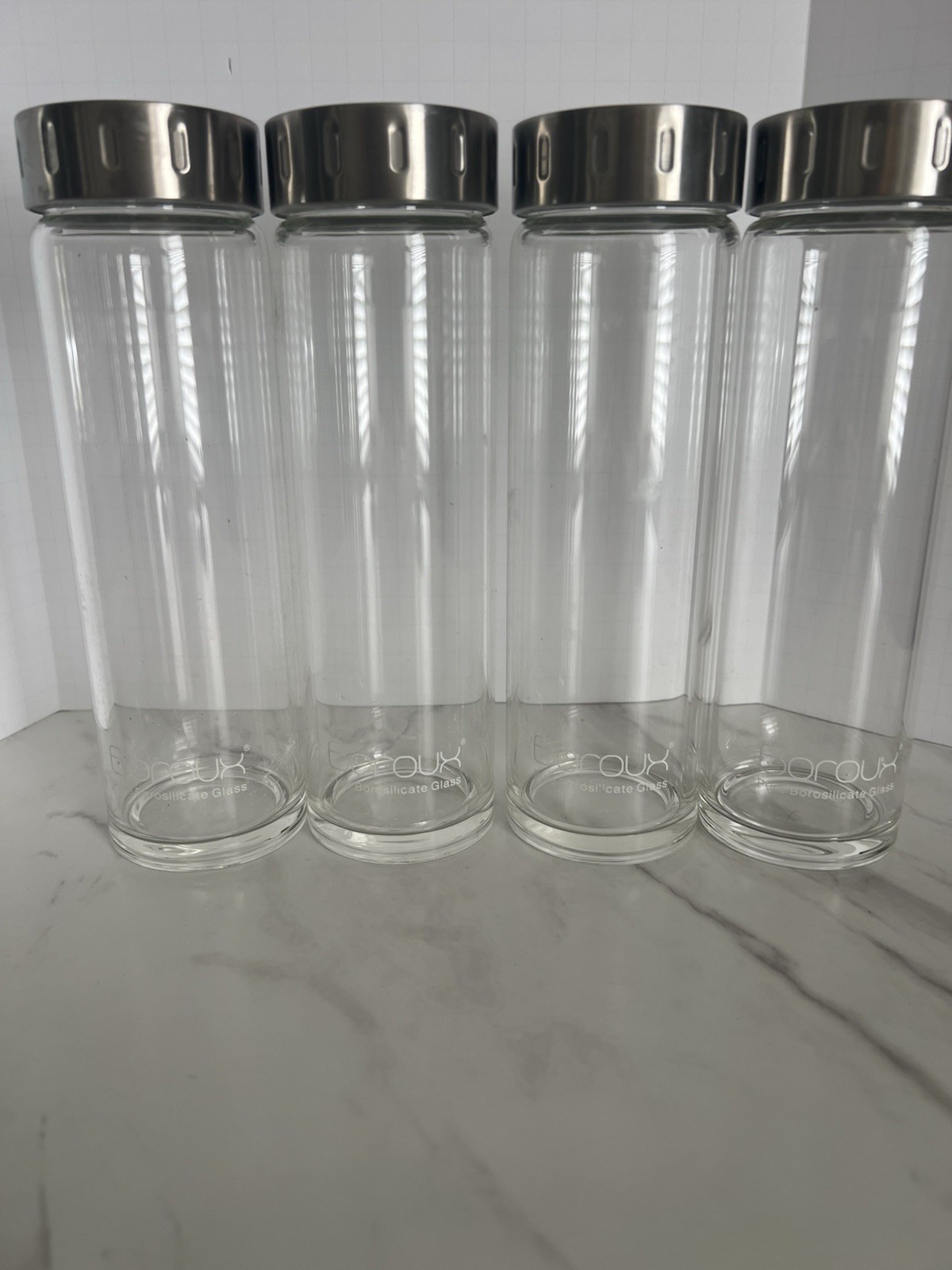 Boroux 16.9 oz (.5 liters) Original Pure Borosilicate Glass Bottle Set Of 4