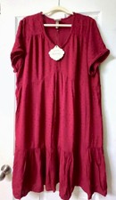 Knox Rose From Target Dark Red Short Sleeved Textured Swiss Dot Dress -xlarge