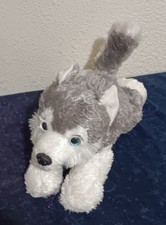 Aurora Gray White Dog Wolf Husky Plush Blue Eyes Puppy Grey 12 EUC