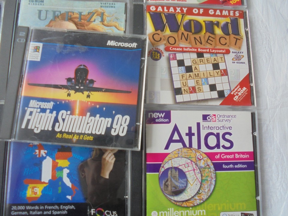 PC Games Bundle Lot Retro CD Rom Knowledge Languages Quiz Maps Flight ...