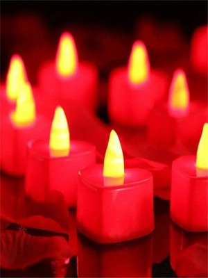 6/12/24 Stück flammenlose LED Teelichter Kerzen flackernde Batterie - Valentinstag Dekor