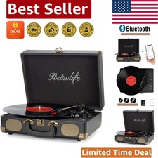 Portable Vintage Suitcase Turntable - Built-in Speakers  Wireless Connectivity