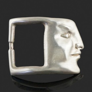 Modernist Emilia Castillo Los Castillo Taxco Sterling Silver Face Belt Buckle