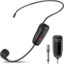 XIAOKOA Wireless Microphone Headset, UHF Head Mic Speaker System, Black-B