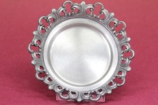 Zinn Metall Schale mit Verzierungen im Vintage Deco Stil Etain Zinn