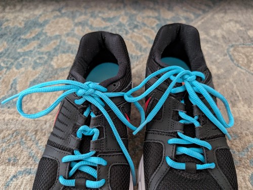 NIKE Sneakers Women's 8.5 Downshifter 5 Black Turquoise Lace Up Slip On Running - Picture 2 of 14