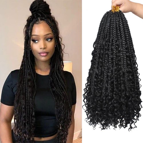 18 Inch Goddess Box Braids Crochet Hair 8 Pack Bohemian Hippie Box Braids Cro... - Picture 1 of 6
