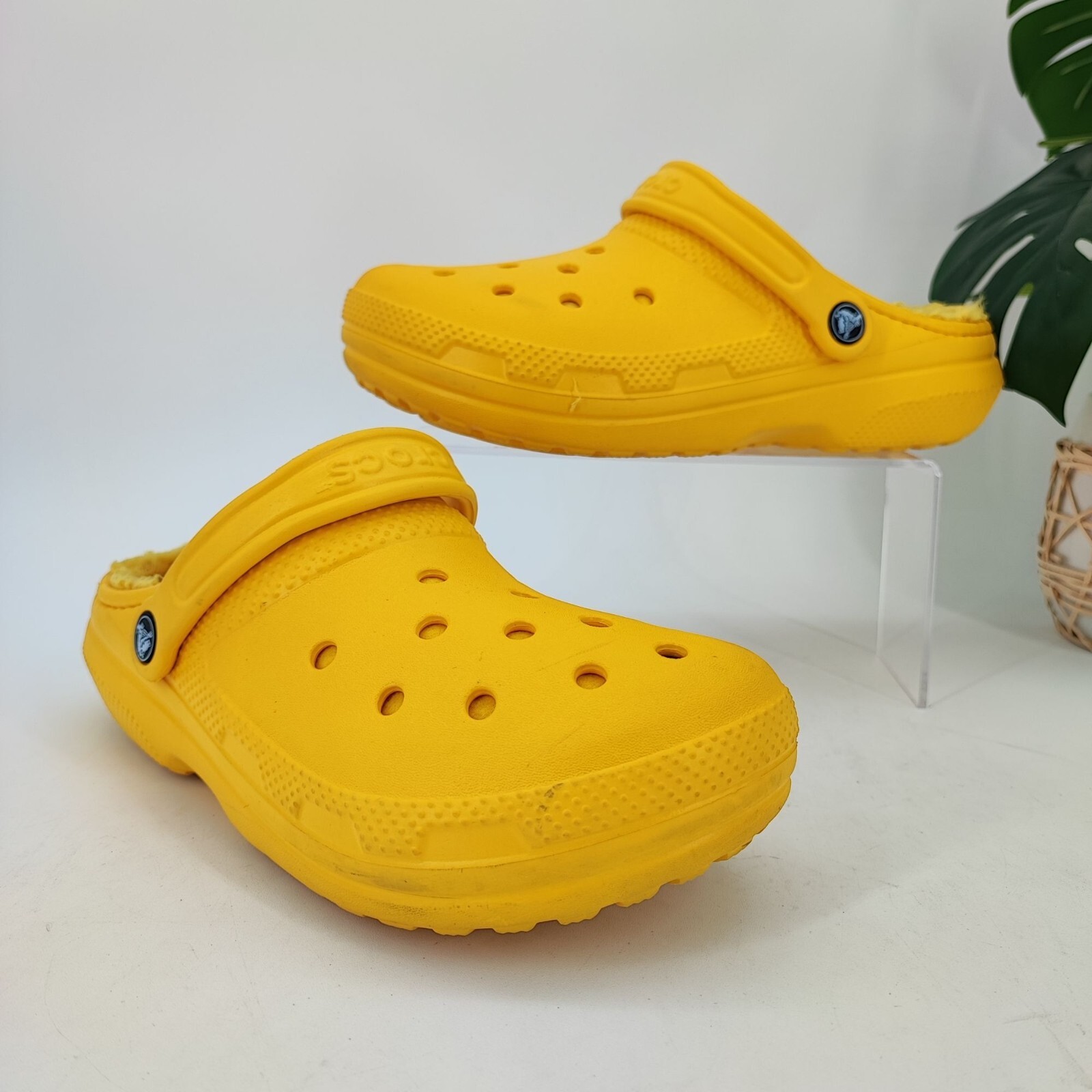 PANTOFOLA D’ORO Pantofole Crocs Classiche Donna Zoccoli Gomma Gialla Sfocata Taglia 8