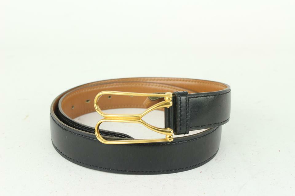 Hermès Black x Gold Wishbone Horseshoe Belt Excellent ( Rank SA ) HERMÈS H Belt Orange Black (89) Epsom  main image 4