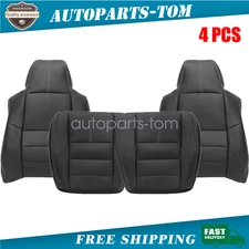 For 2008-2010 Ford F250 Driver & Passenger Bottom & Top Leather Seat Cover Black