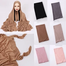 Women Premium Cotton Jersey Hijab Scarf Tie Scarves Headscarves Soft Headwraps